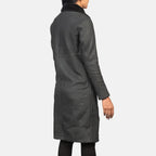Women's Alina black distressed shearling leather coat with long straight hem