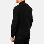 Back View Showing Zipper Cuffs on Men's Charcoal Black Suede Biker Jacket