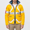 Yellow Cyberpunk 2077 Edgerunners David Martinez Yellow Jacket, white quilted trim, buckle closure and broad stand-up collar
