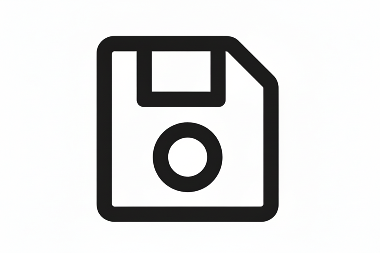 Floppy disk icon on a white background