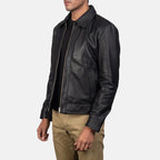 Inferno black leather jacket side view
