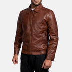 Inferno brown leather jacket side view