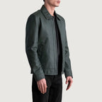 Inferno green leather jacket side view