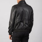 Coffmen black A2 leather bomber jacket back view