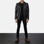Legacy black leather biker jacket full body styling with pants
