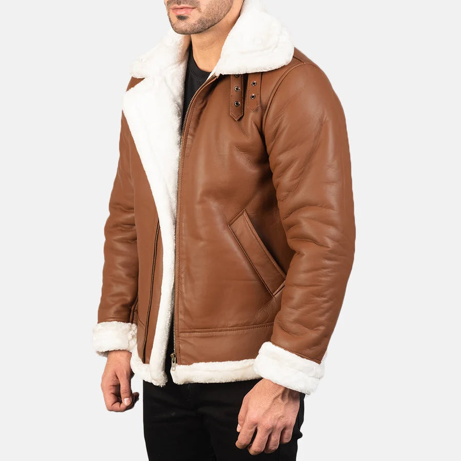 Francis B-3 Black Leather Bomber Jacket