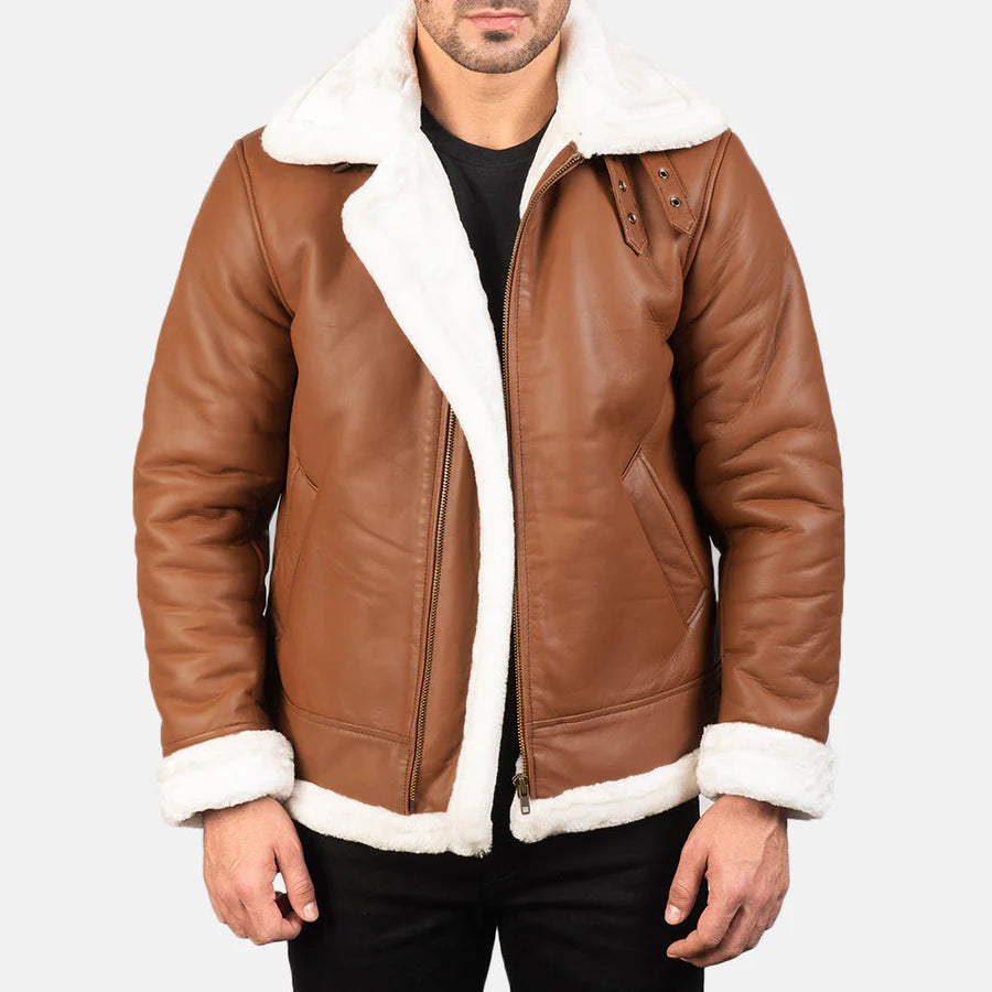 Francis B-3 Black Leather Bomber Jacket