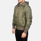 Hanklin Ma-1 green hooded bomber jacket side view