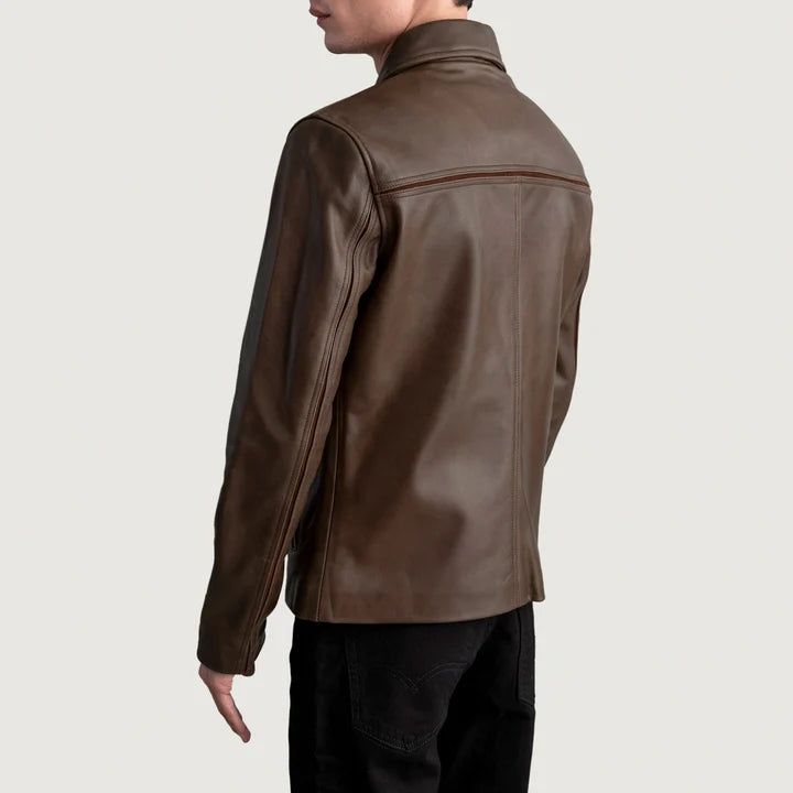 Mystical Pullup brown leather jacket back view