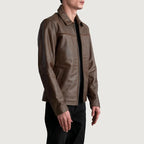 Mystical Pullup brown leather jacket side view