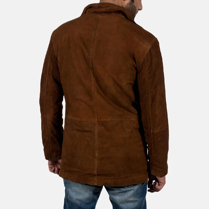 Men's brown suede hooded jacket with Back closure – Sheriff style