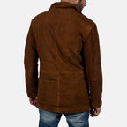 Men's brown suede hooded jacket with Back closure – Sheriff style