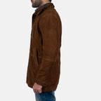 Men's brown suede hooded jacket with Side closure – Sheriff style