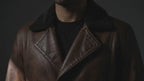 Cinnamon Men's Distressed Brown Leather Coat with Faux Fur Lining