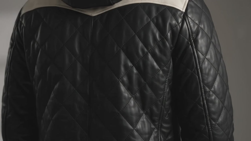 Norman Tan Hooded Bomber Leather Puffer Jacket