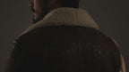 Forest Men's Brown Double Face Shearling Jacket with Cream Wool Collar