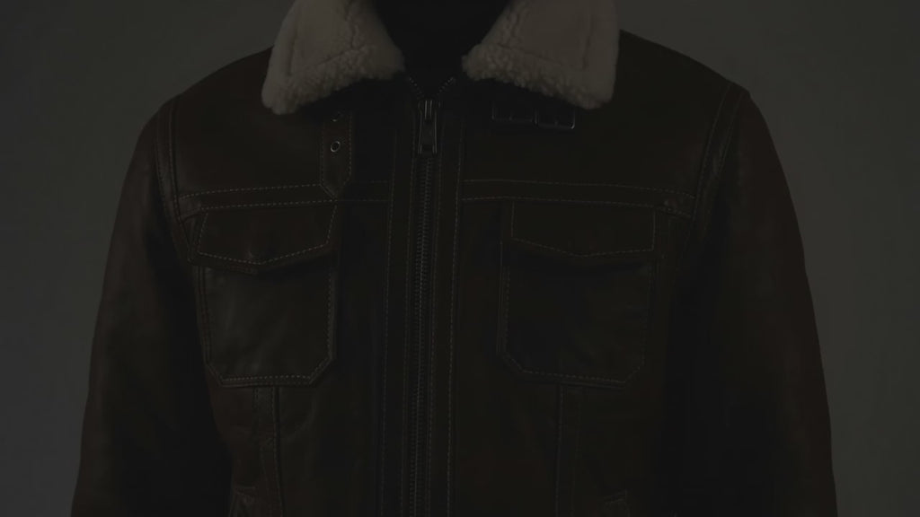 Fiona Women's Hooded Shearling Leather Jacket with Fur Trim