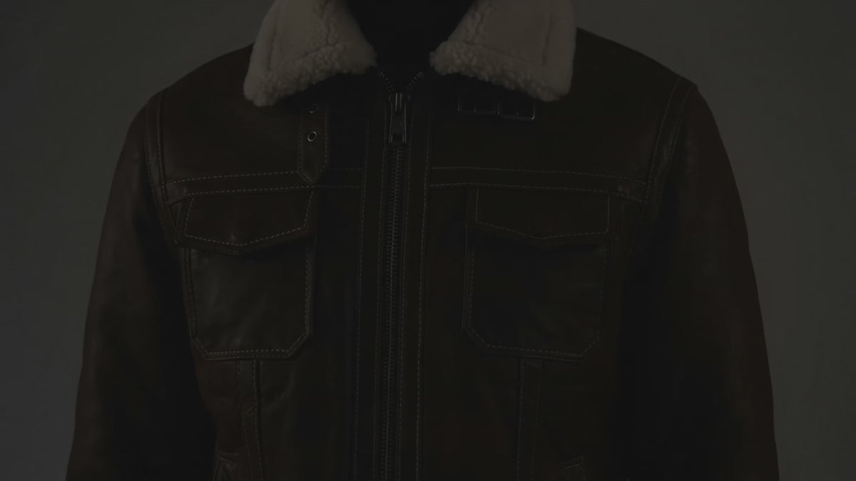 Fiona Women's Hooded Shearling Leather Jacket with Fur Trim