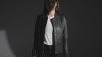 Bliss Women’s Leather Bomber Jacket with Rib Knit Collar