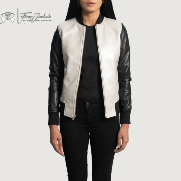 Cole Silver Leather Bomber Jacket