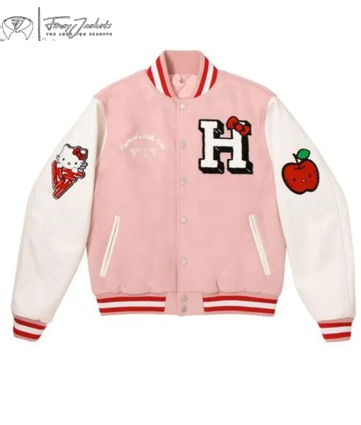 Hello Kitty Apples Pink Varsity Jacket