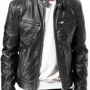 Men's Black Genuine Leather Biker Jacket - Vintage Real Brown Motorcycle Jackets for Men