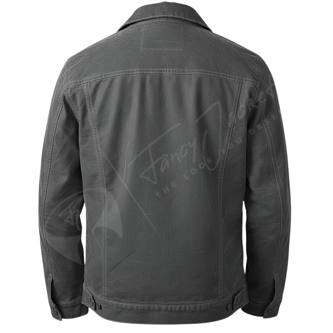 Mens Trucker Jacket Cotton Heated charcol