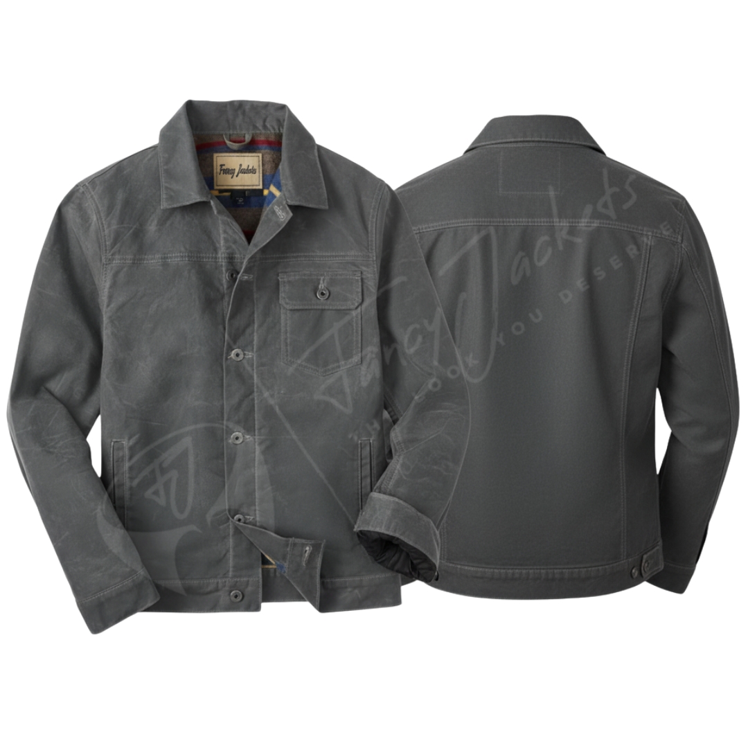 Mens Trucker Jacket Cotton Heated charcol