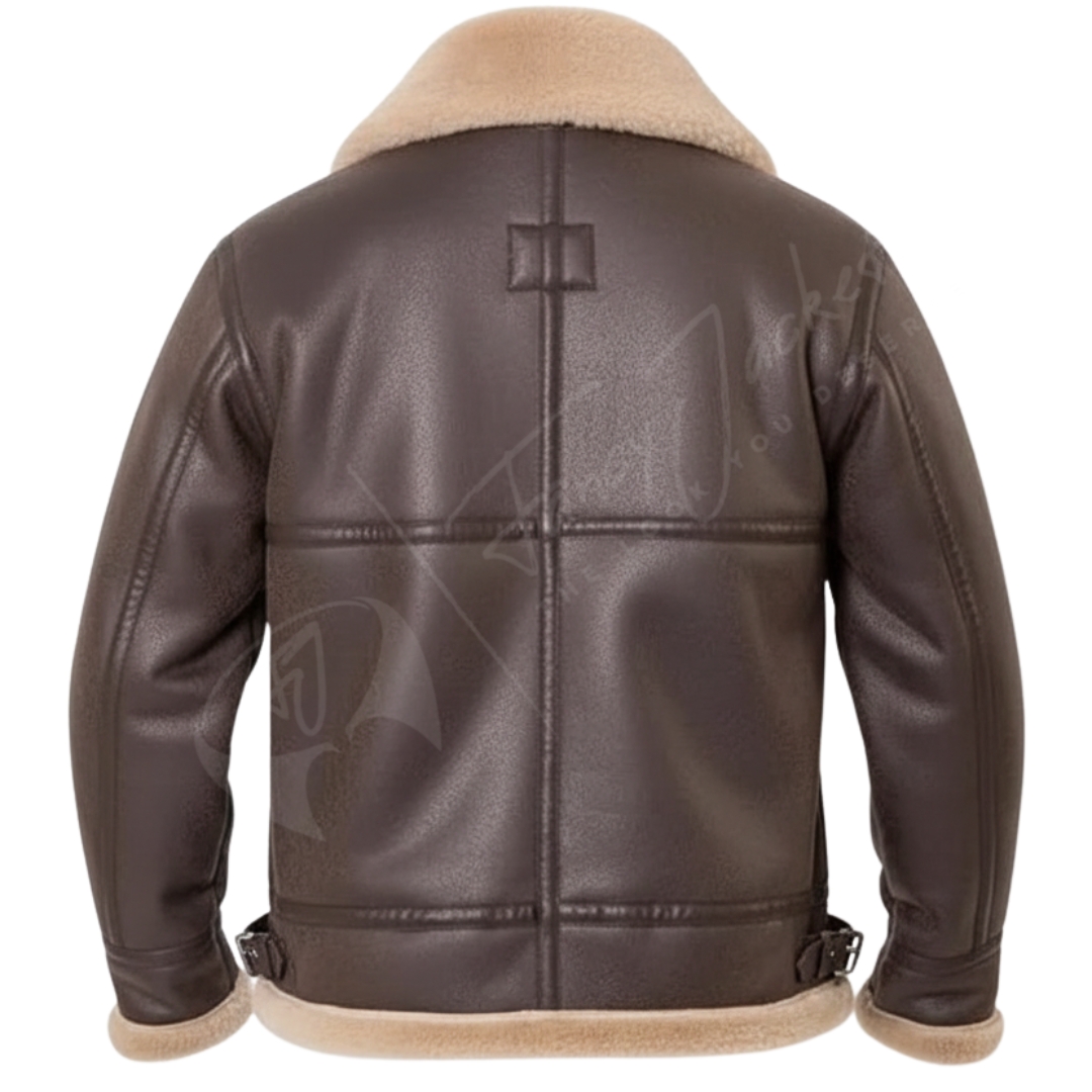 Leather shearling bomber jacket men