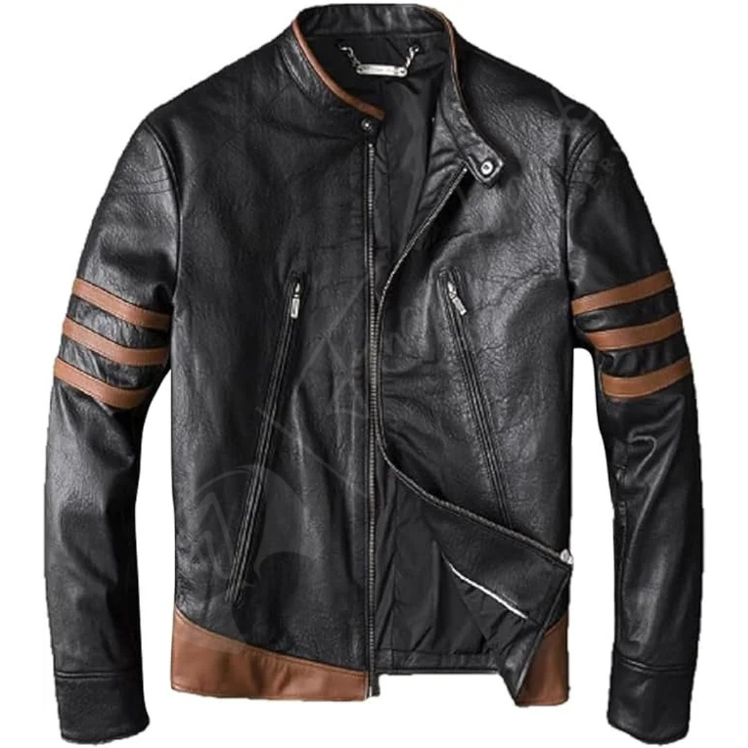 mens motorcycle leather jacket front for biker