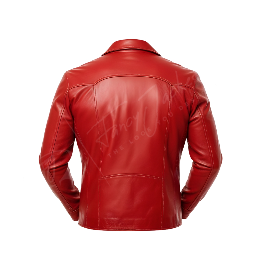Men’s Fight Club red leather jacket"