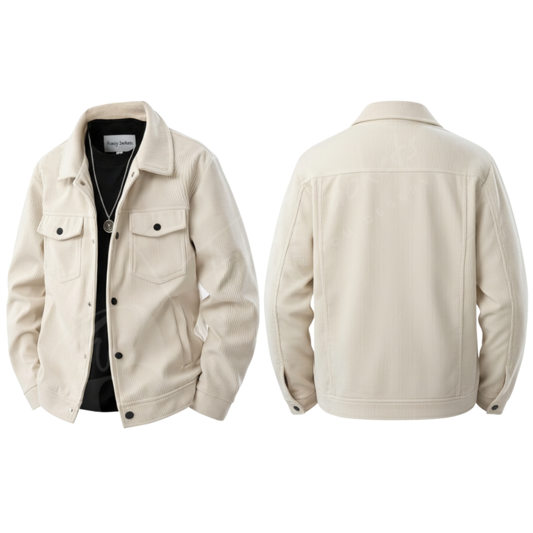 White cotton trucker jacket for men