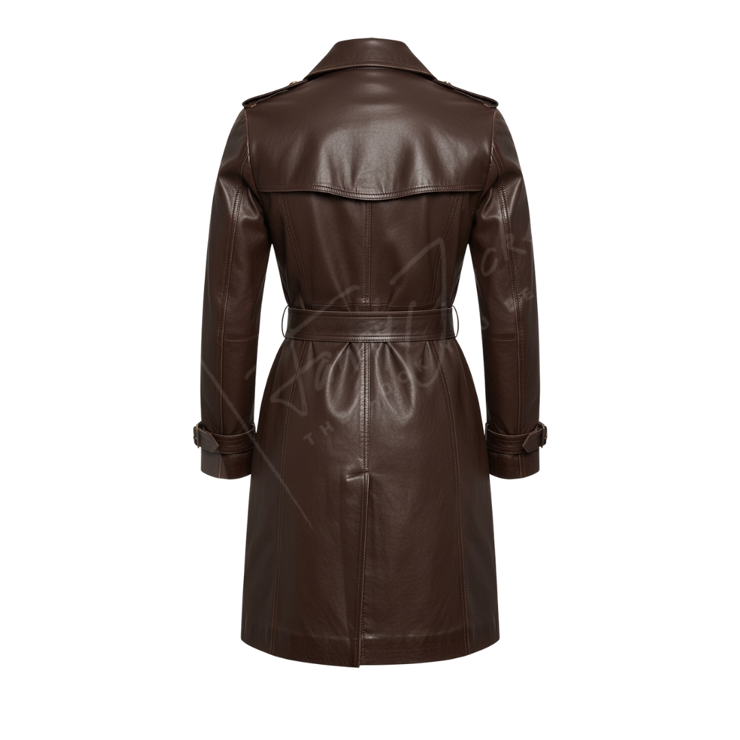 Womens leather Trench Coat