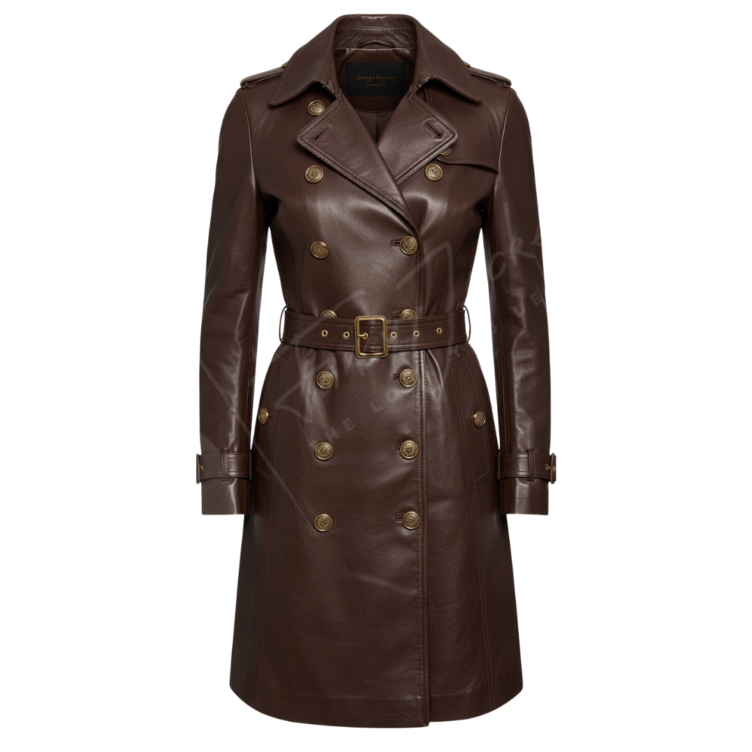 Womens leather Trench Coat