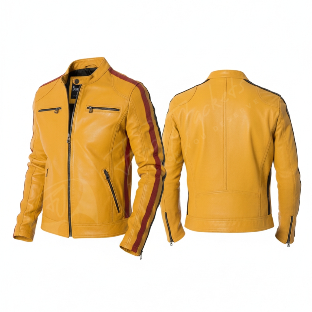 Yellow cafe racer jacket for men